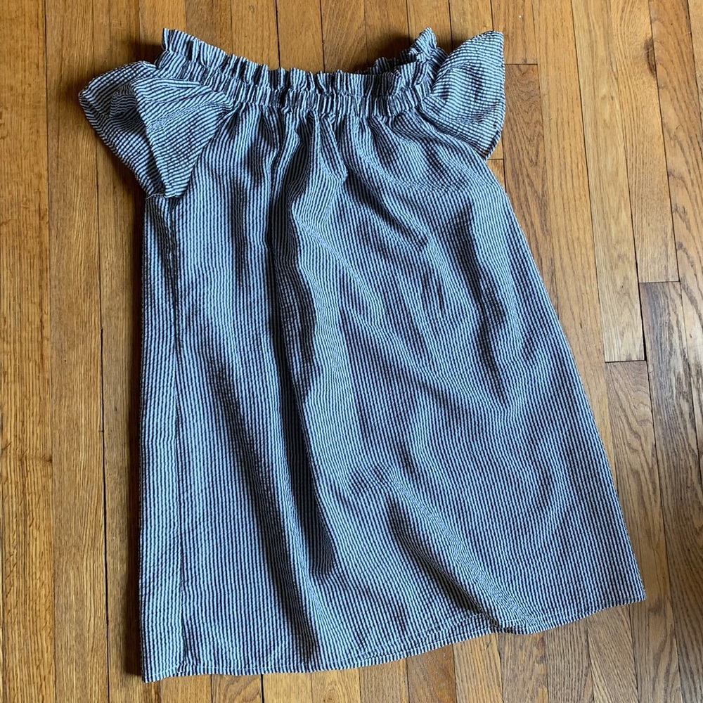 Seersucker Skirt, White and Dark Grey, XL
